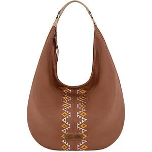 🆕Women Brown Leather Wrangler Aztec Hobo Slouchy Bag  Handbag
